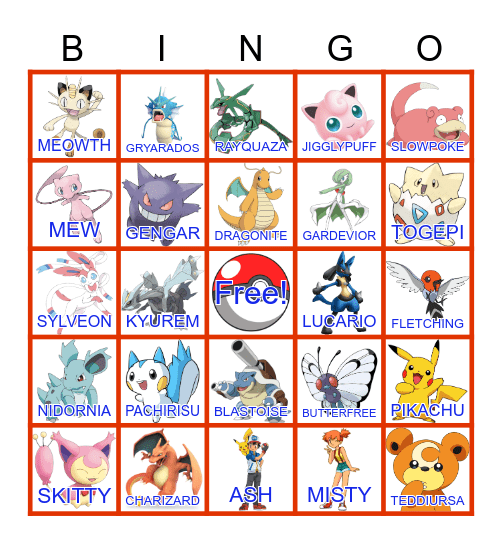 Pokemon Bingo Card