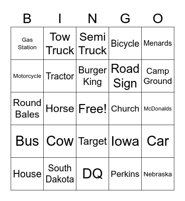 Hiedeman Family Bingo Card