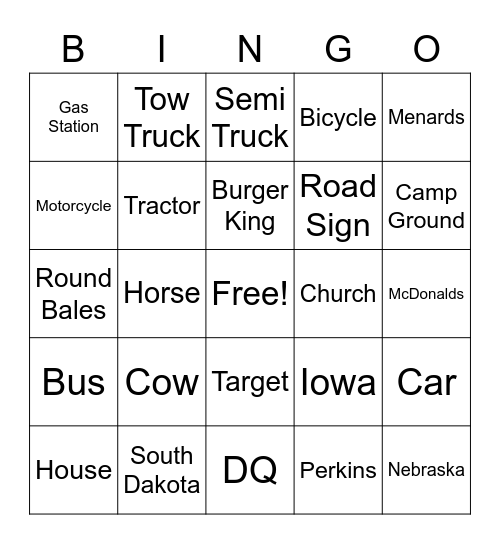 Hiedeman Family Bingo Card