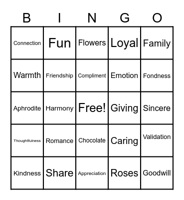 Valentine/Kindness Bingo Card
