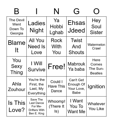 ALAA Musical Bingo Card