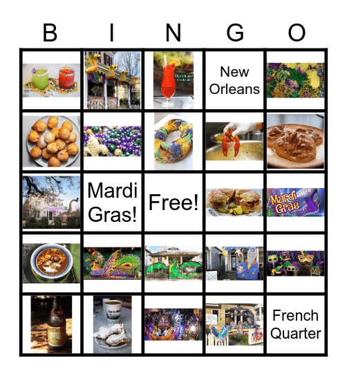 Mardi Gras Bingo Card