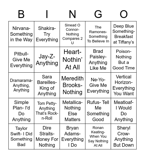 Total-Quiz.com Presents: Radio Bingo Everything, Anything, Something, Nothing Bingo Card