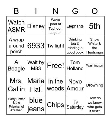 All Things Ashley Bingo Card