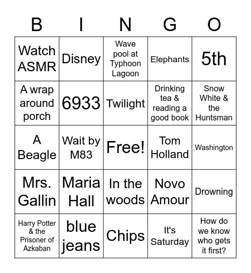 All Things Ashley Bingo Card