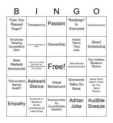 February All Hands Bingo Card