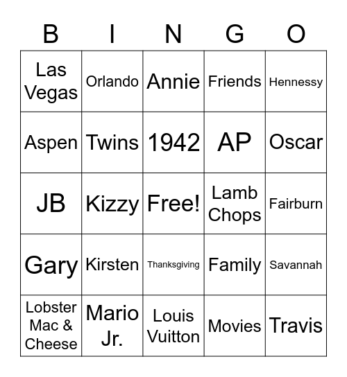 Untitled Bingo Card