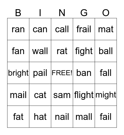 Practice Bingo Card