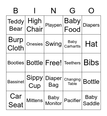 Baby Shower BINGO Card