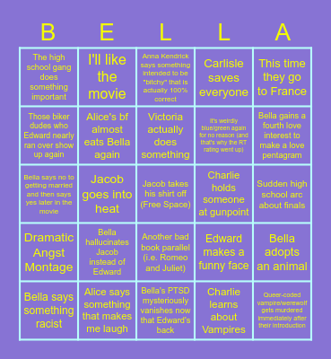 Twilight Eclipse Bingo Card