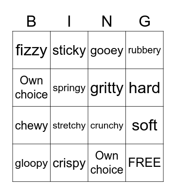 Getting the Food Feels Bingo Card