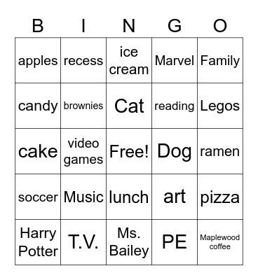 B1 Bingo Card