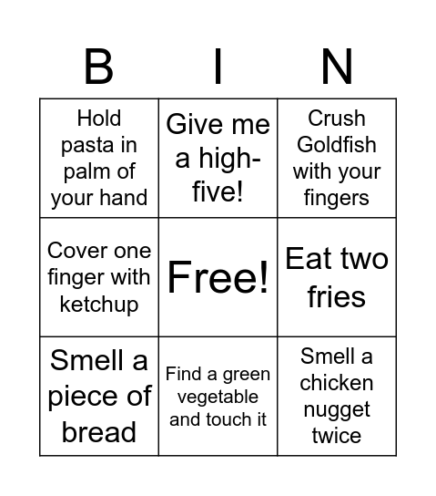 Food Bingo Card