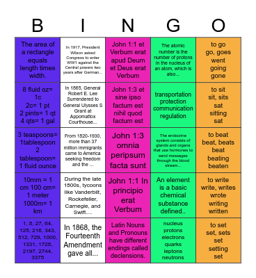 Valentines Bingo Card