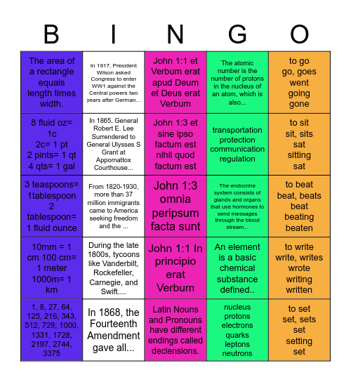 Valentines Bingo Card