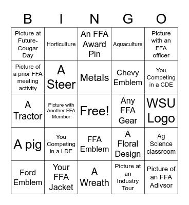 FFA Bingo Card