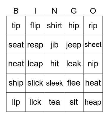 i vs I pronunciation BINGO Card