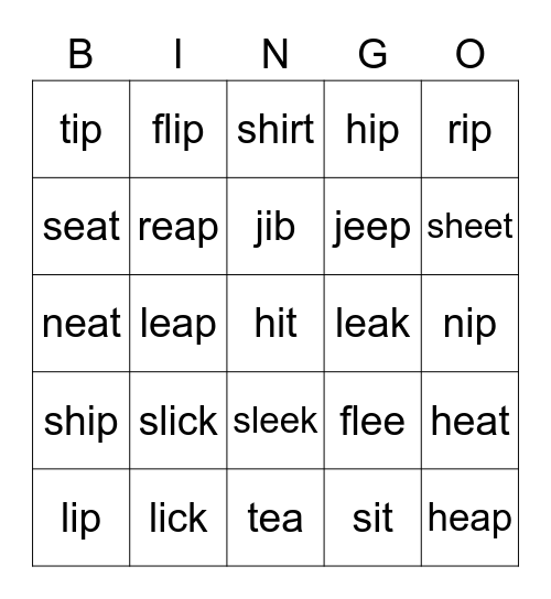 i vs I pronunciation BINGO Card