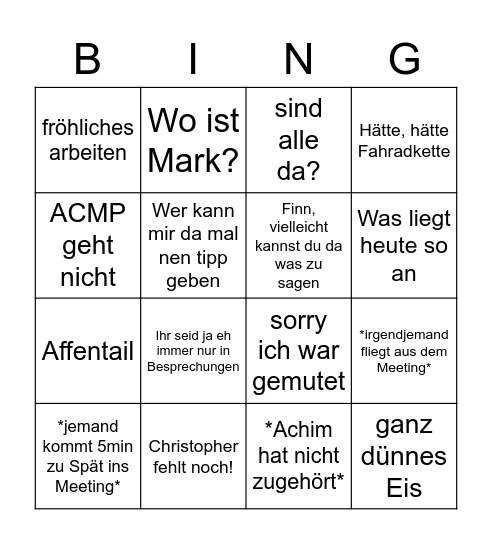 Daily Bullshit Bingo Card