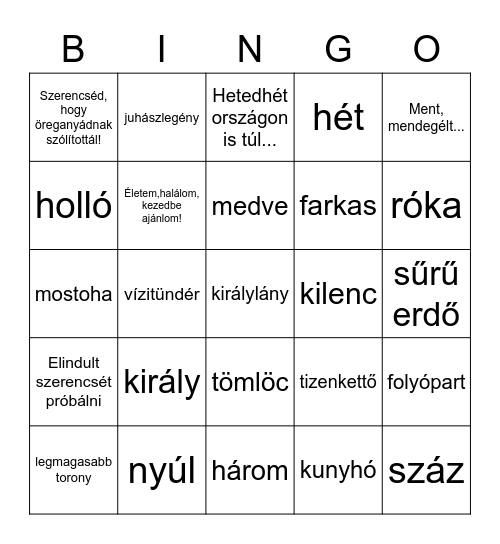 Népmesés bingo Card