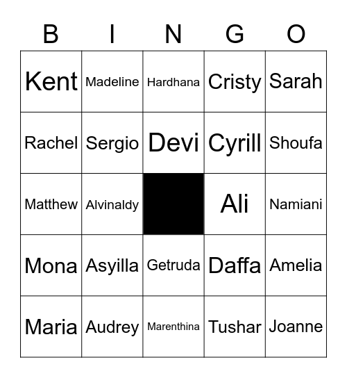 Section B Bingo Card