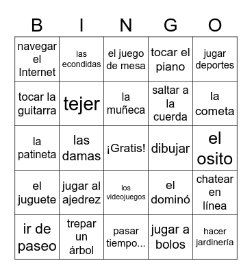 Cuando yo era niño/a... Bingo Card