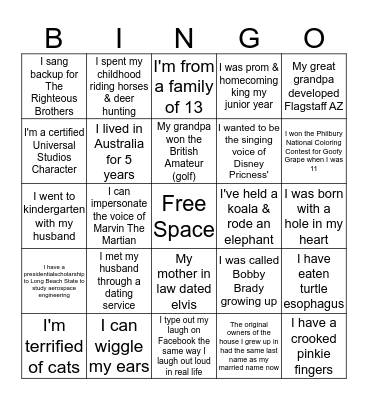 Lakeside Staff Fun Day  Bingo Card