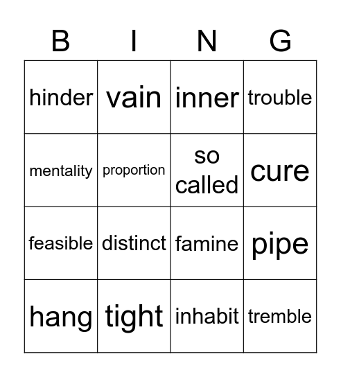 week 3 monday words Bingo Card
