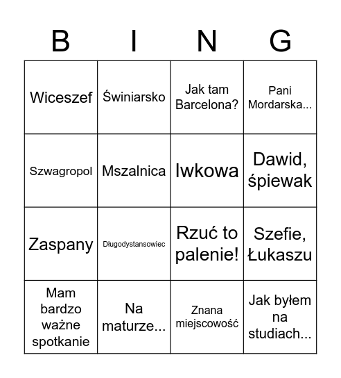 Szczypuła's Bingo Card
