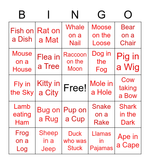 Rhyming Bingo Card