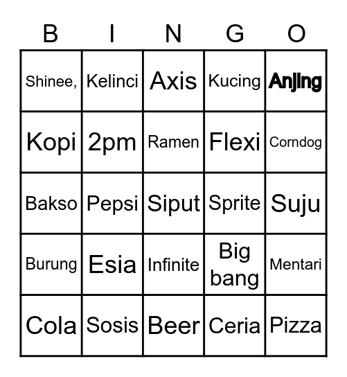Srionghwa Bingo Card