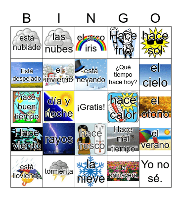 ¿Qué tiempo hace? Yo tengo loteria! Bingo Card