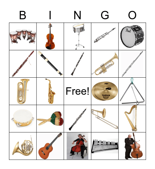 INSTRUMENTS Bingo Card