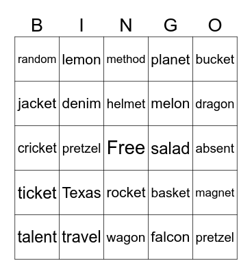 Level 3 Unit 5 Bingo Card