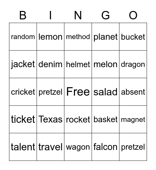 Level 3 Unit 5 Bingo Card