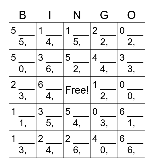 Domino Bingo Card