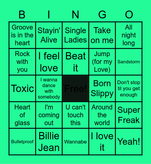 Best Dance Tunes of All Time Bingo Card