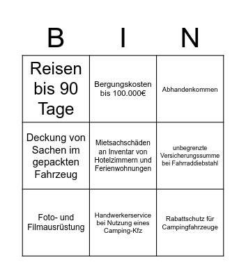 Freizeit-Bingo Card