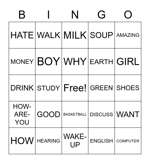 ASL Bingo Card