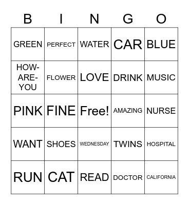 ASL Bingo Card