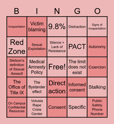 CONSENT BINGO Card