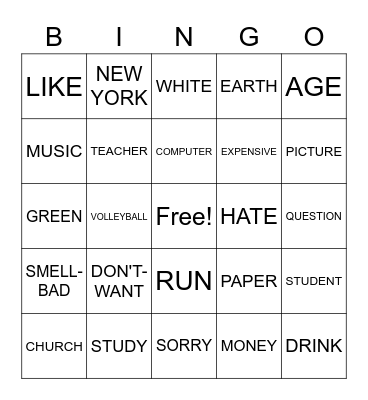 ASL Bingo Card