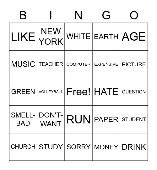 ASL Bingo Card