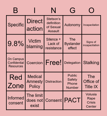 CONSENT BINGO Card
