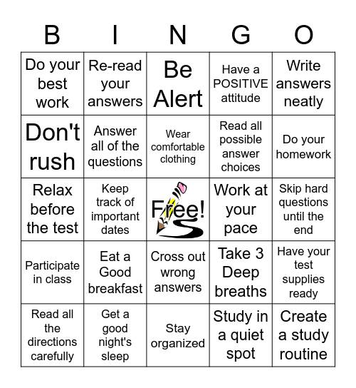 STUDY SKILLS Bingo Card