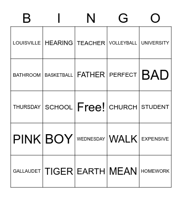 ASL Bingo Card