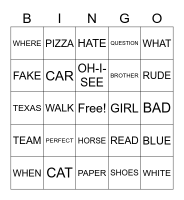 ASL Bingo Card