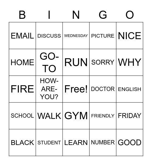 ASL Bingo Card