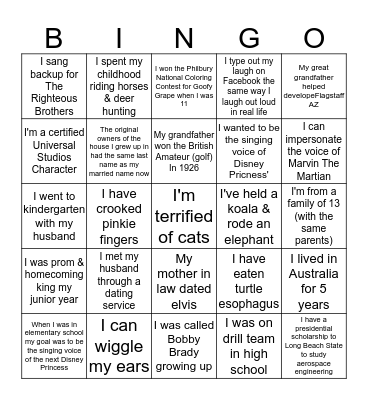 Lakeside Staff Fun Day  Bingo Card