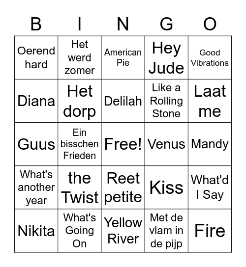 Muzikale bingi Bingo Card